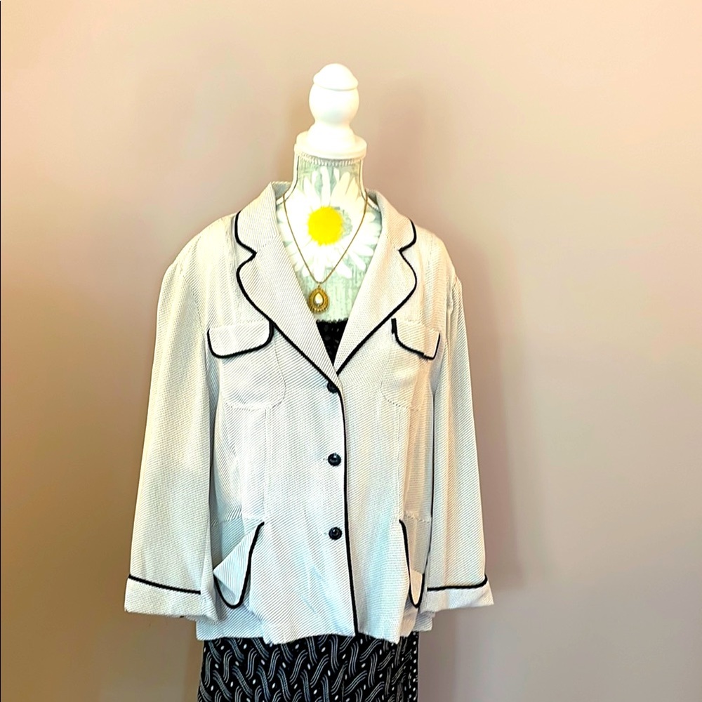 Jones New York 100% Silk Polka Dot Blazer